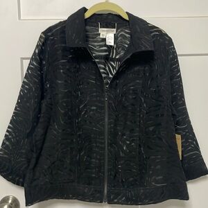 NWT. Size 14. Coldwater Creek sheer blazer. safari burnout blazer. Black.